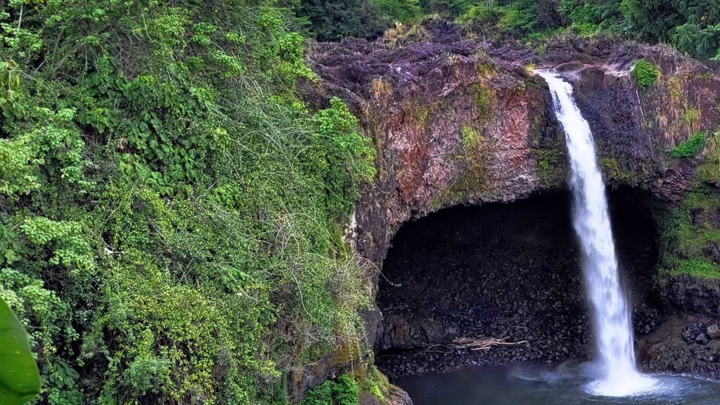 Waterfall in a lush Hawaii valley